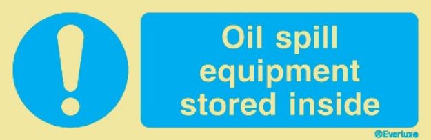 Oil spill equipment stored inside - mandatory sign 